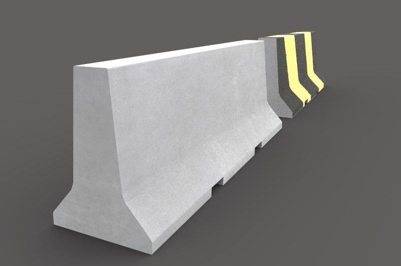 Concrete Barrier Low-poly 3D model_2