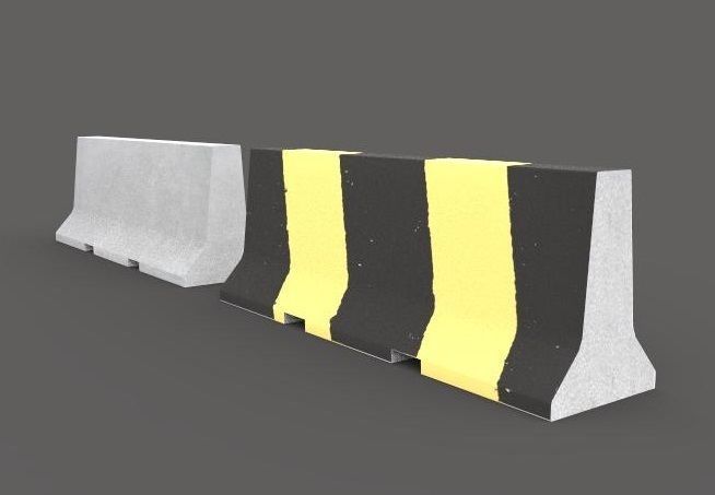 Concrete Barrier Low-poly 3D model_1