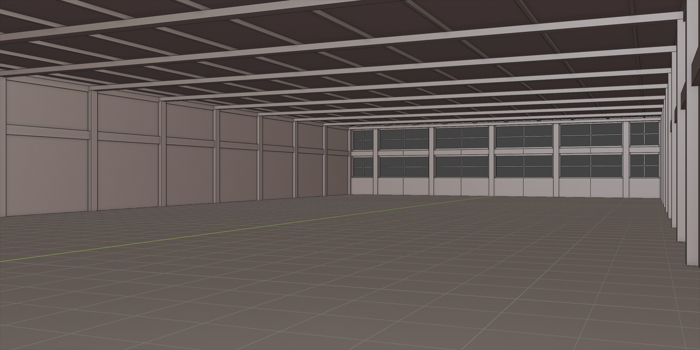 Industrial Hangar Hall Interior 4 Low-poly 3D model_9