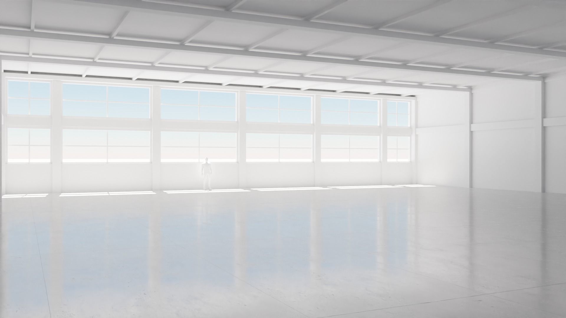 Industrial Hangar Hall Interior 4 Low-poly 3D model_6