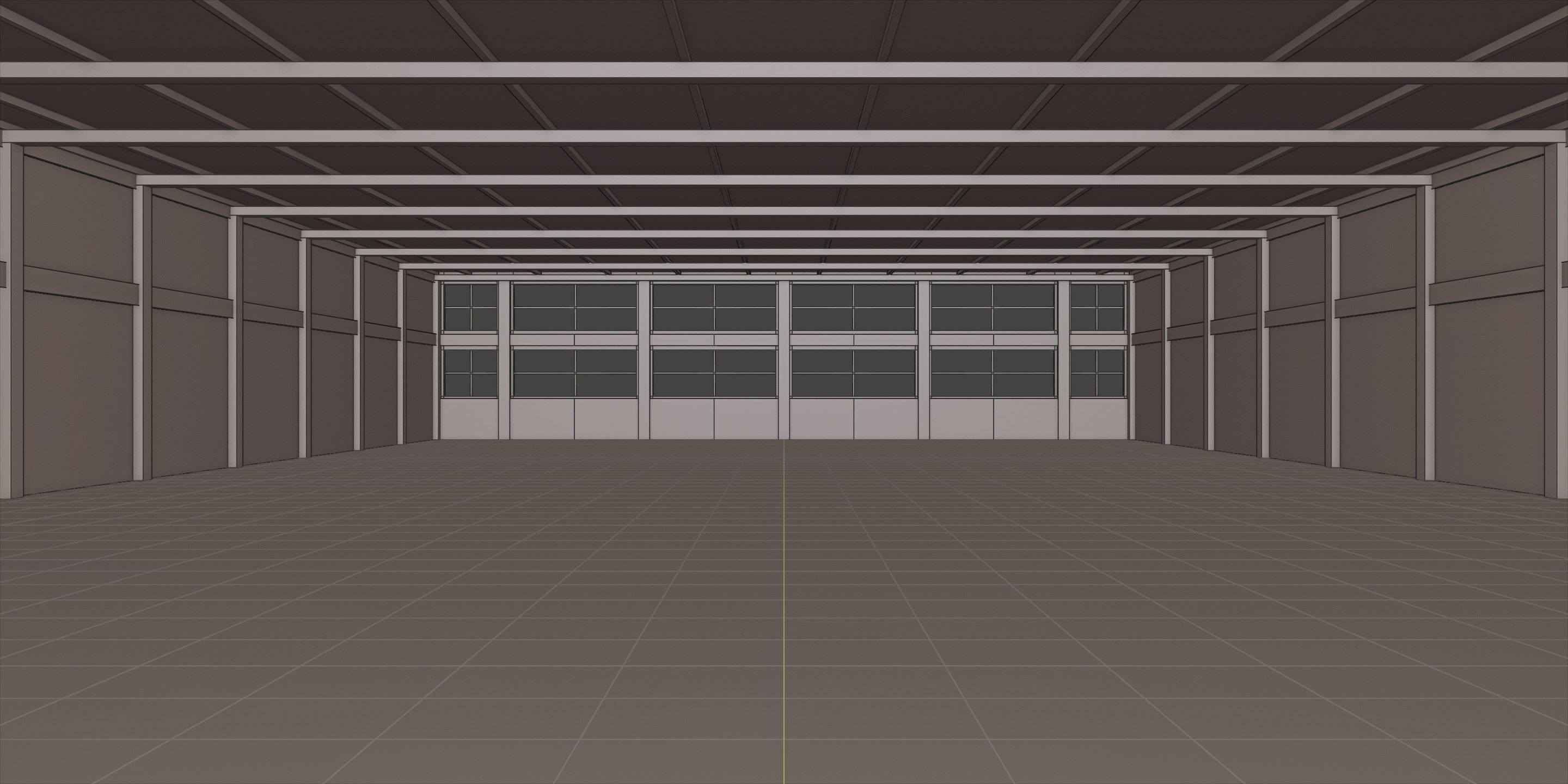 Industrial Hangar Hall Interior 4 Low-poly 3D model_8