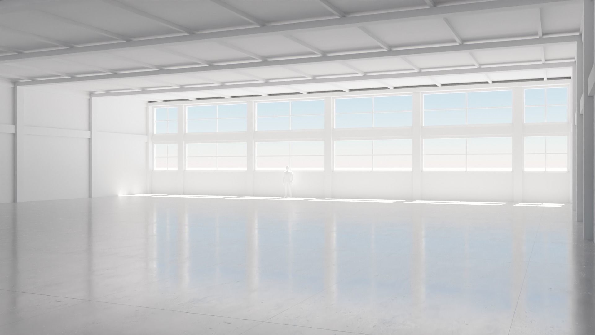 Industrial Hangar Hall Interior 4 Low-poly 3D model_2