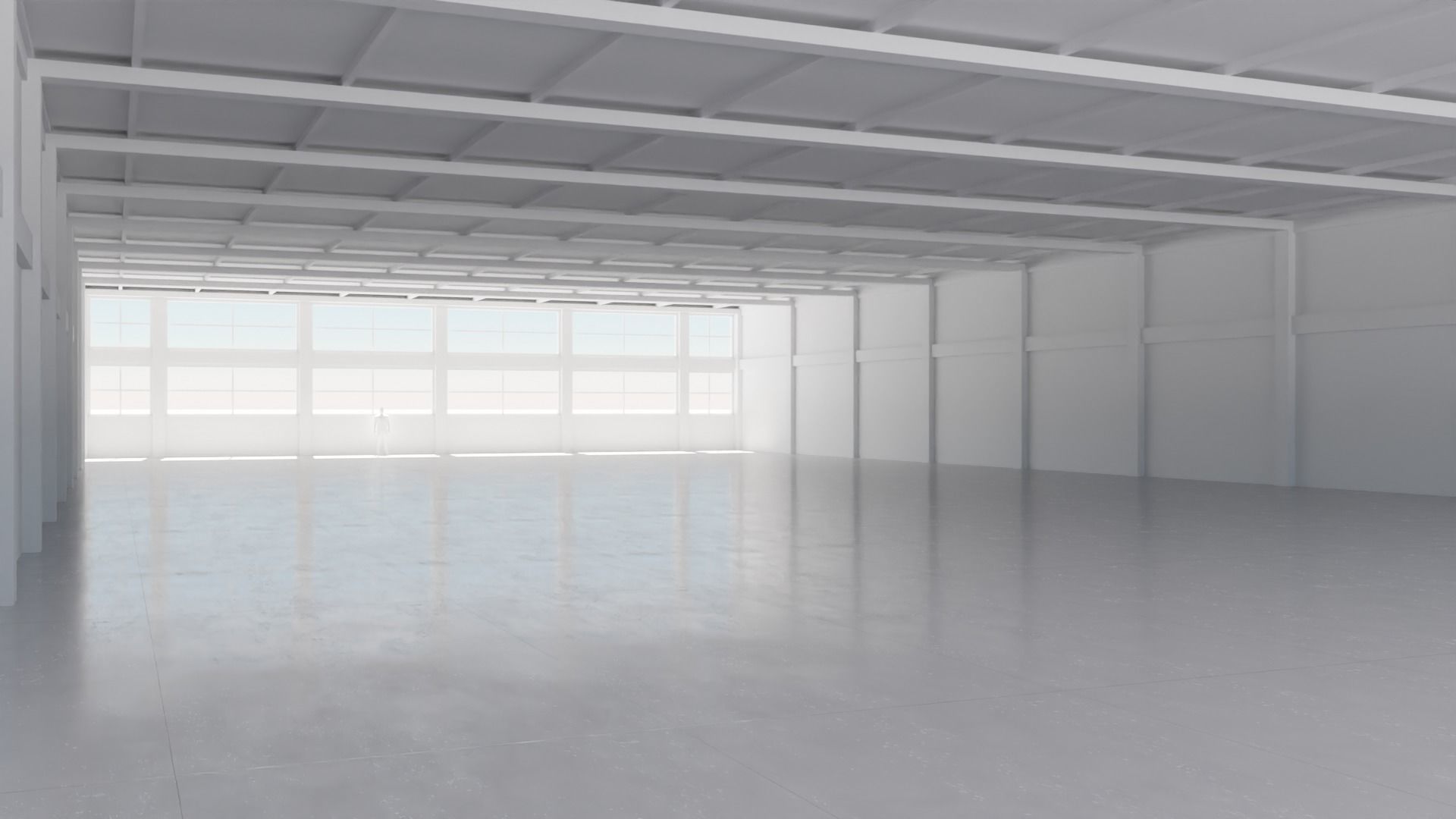 Industrial Hangar Hall Interior 4 Low-poly 3D model_7