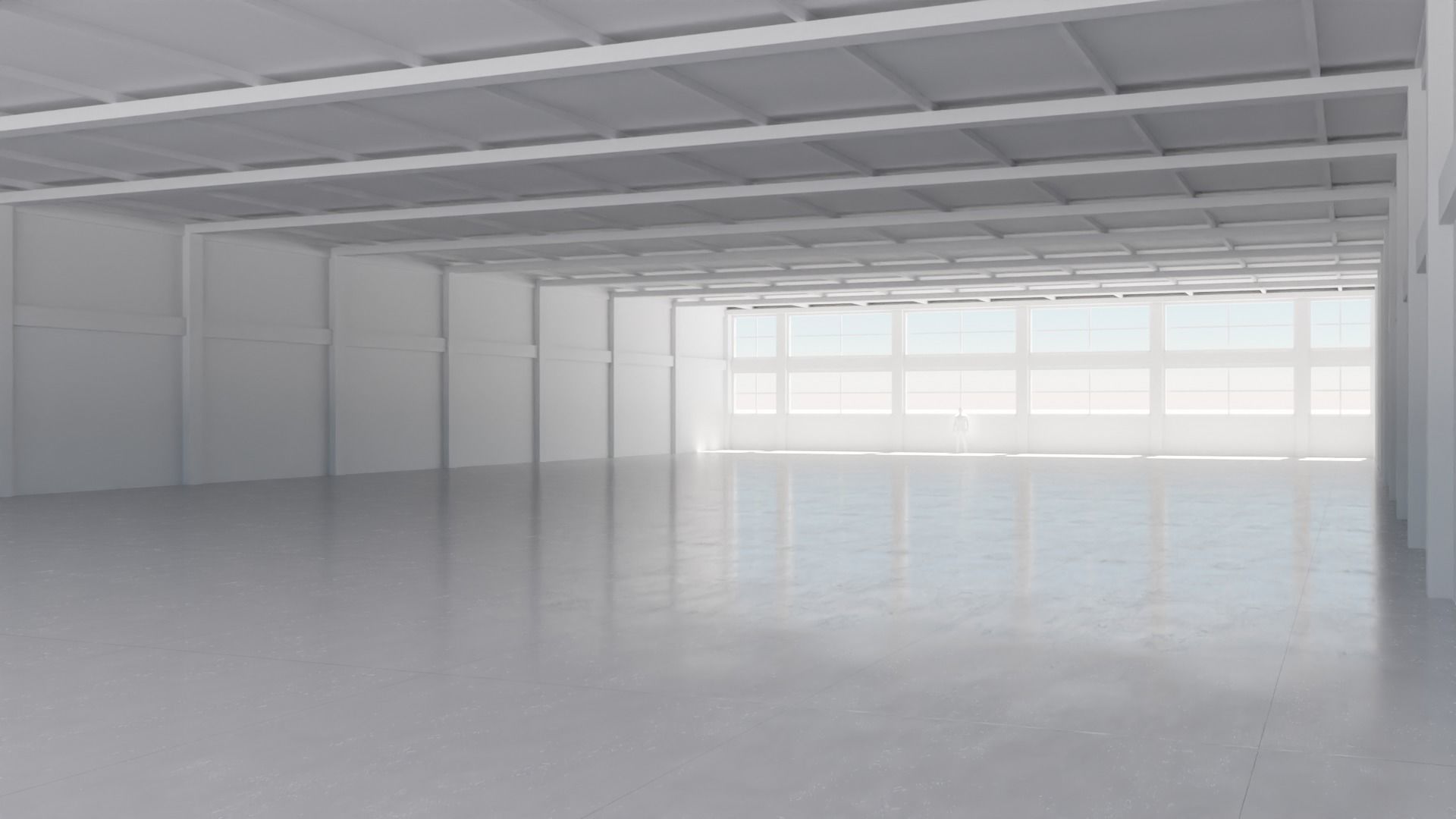 Industrial Hangar Hall Interior 4 Low-poly 3D model_1