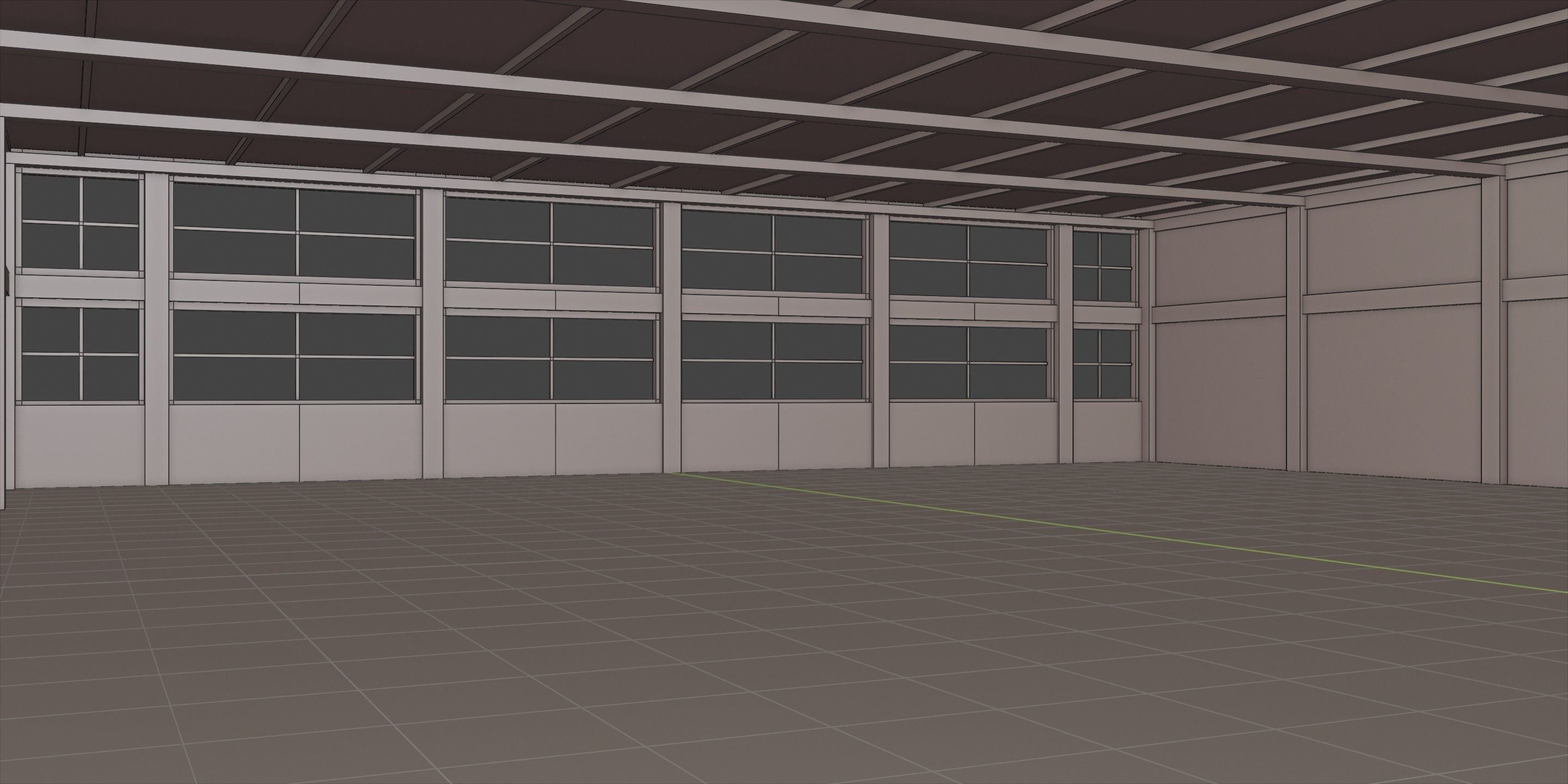 Industrial Hangar Hall Interior 4 Low-poly 3D model_14
