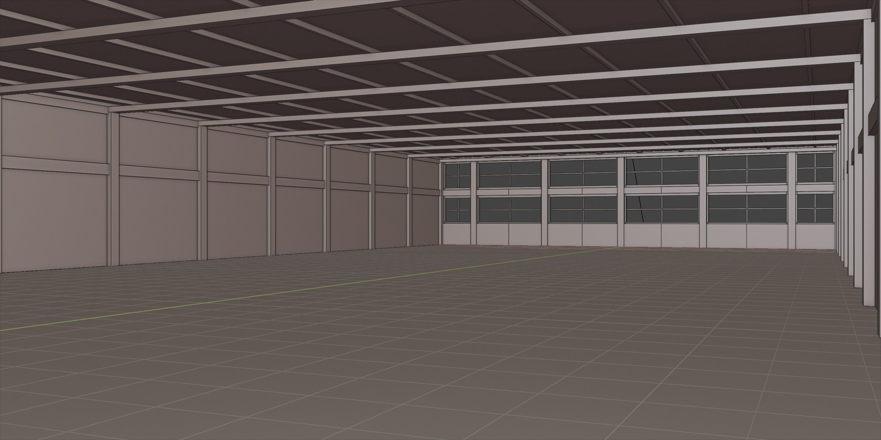 Industrial Hangar Hall Interior 4 Low-poly 3D model_13