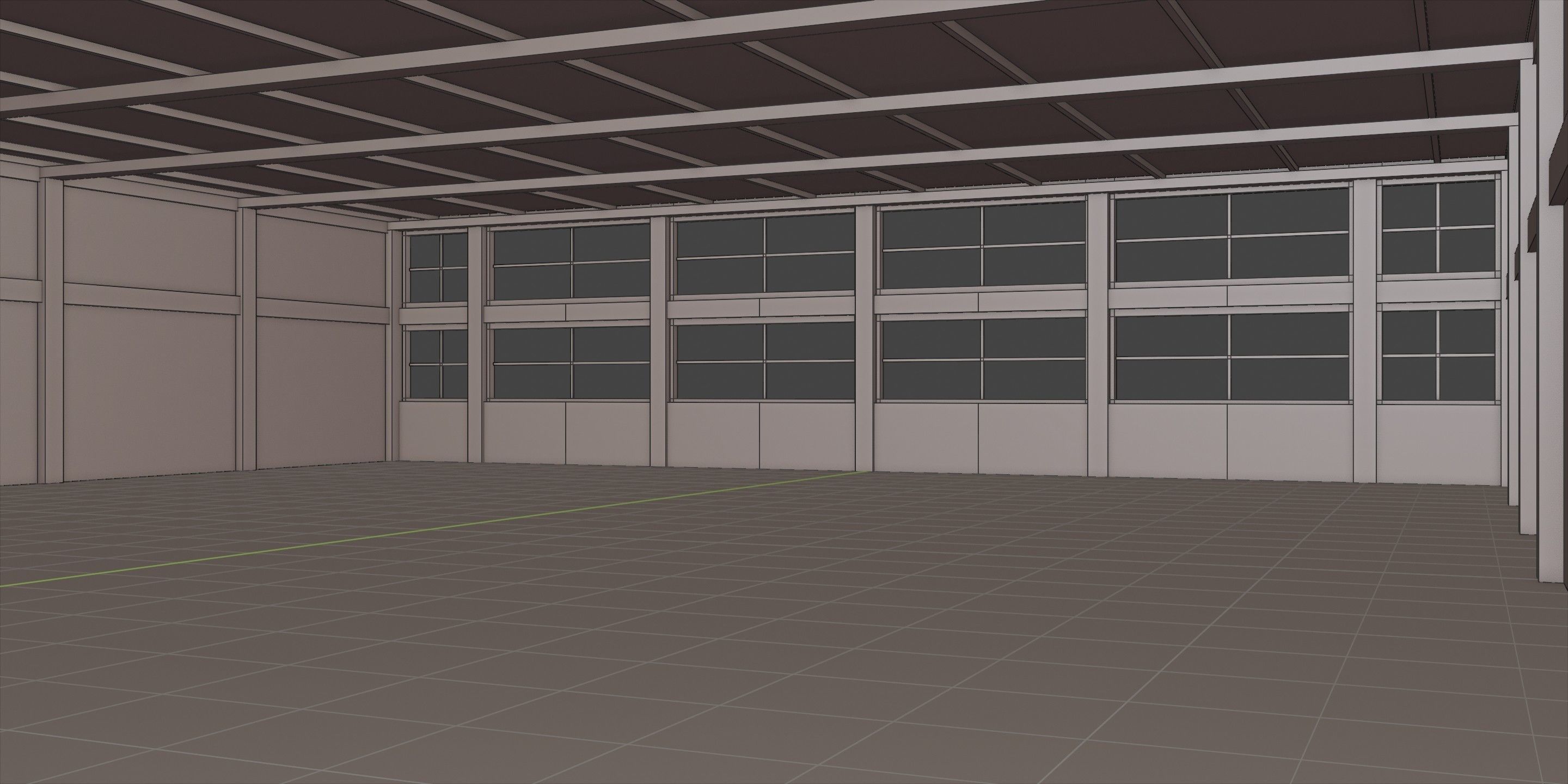 Industrial Hangar Hall Interior 4 Low-poly 3D model_10