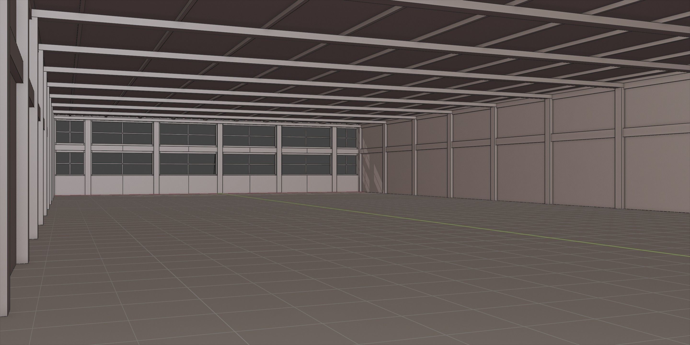 Industrial Hangar Hall Interior 4 Low-poly 3D model_11