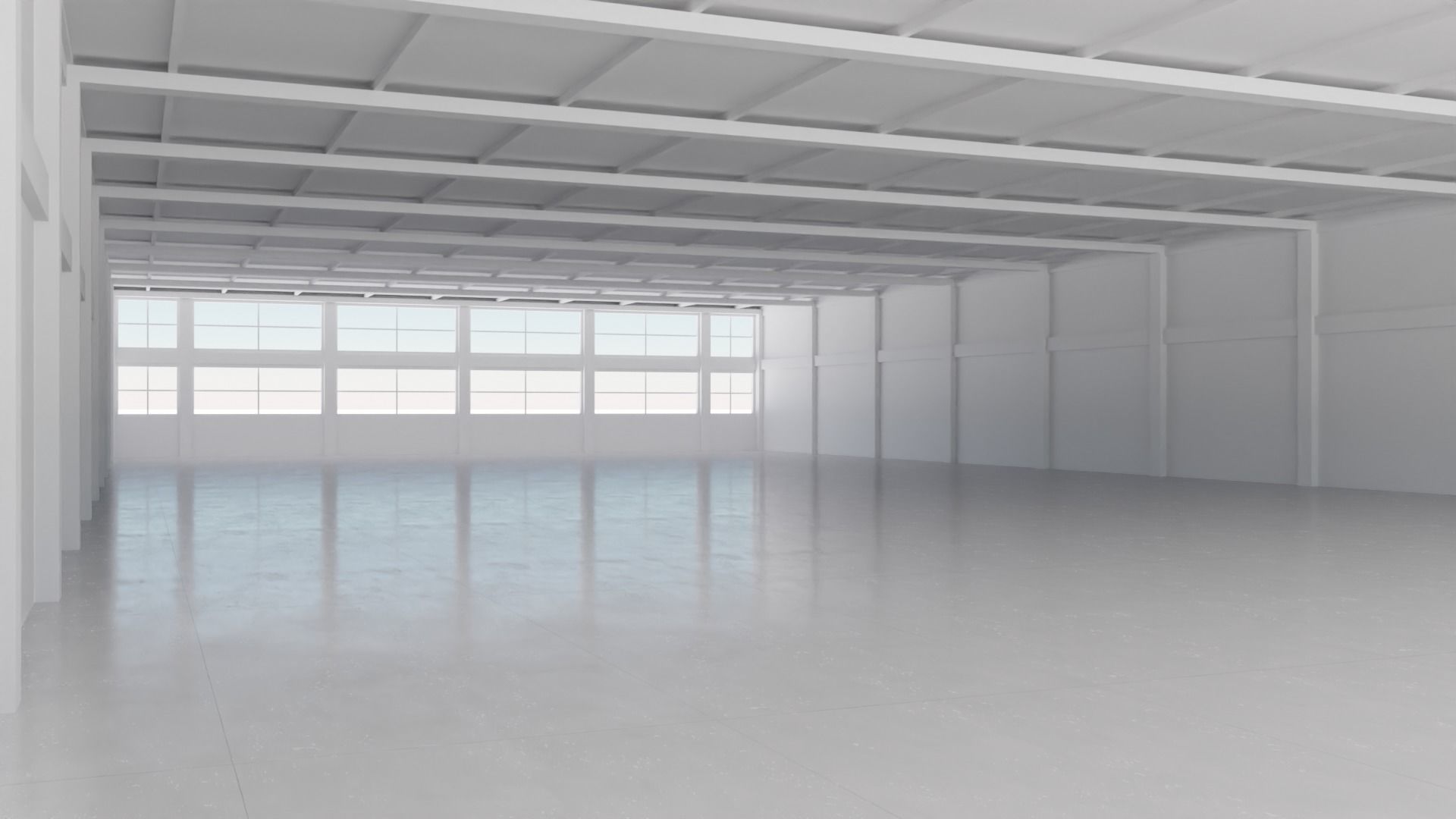 Industrial Hangar Hall Interior 4 Low-poly 3D model_3