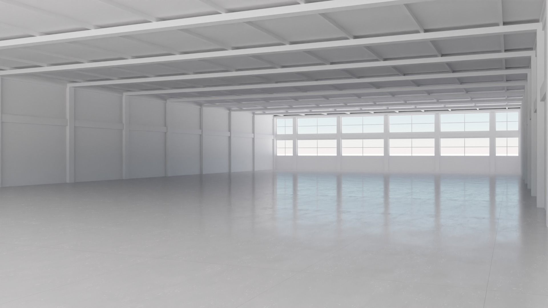 Industrial Hangar Hall Interior 4 Low-poly 3D model_5