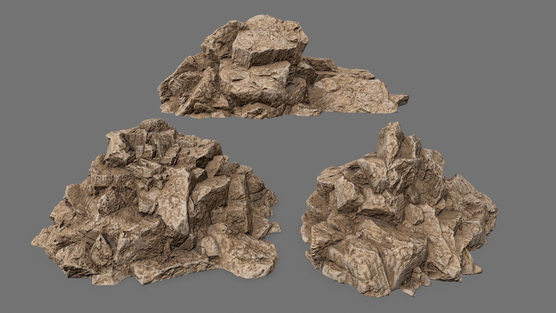 Rock Set Low-poly 3D model_1