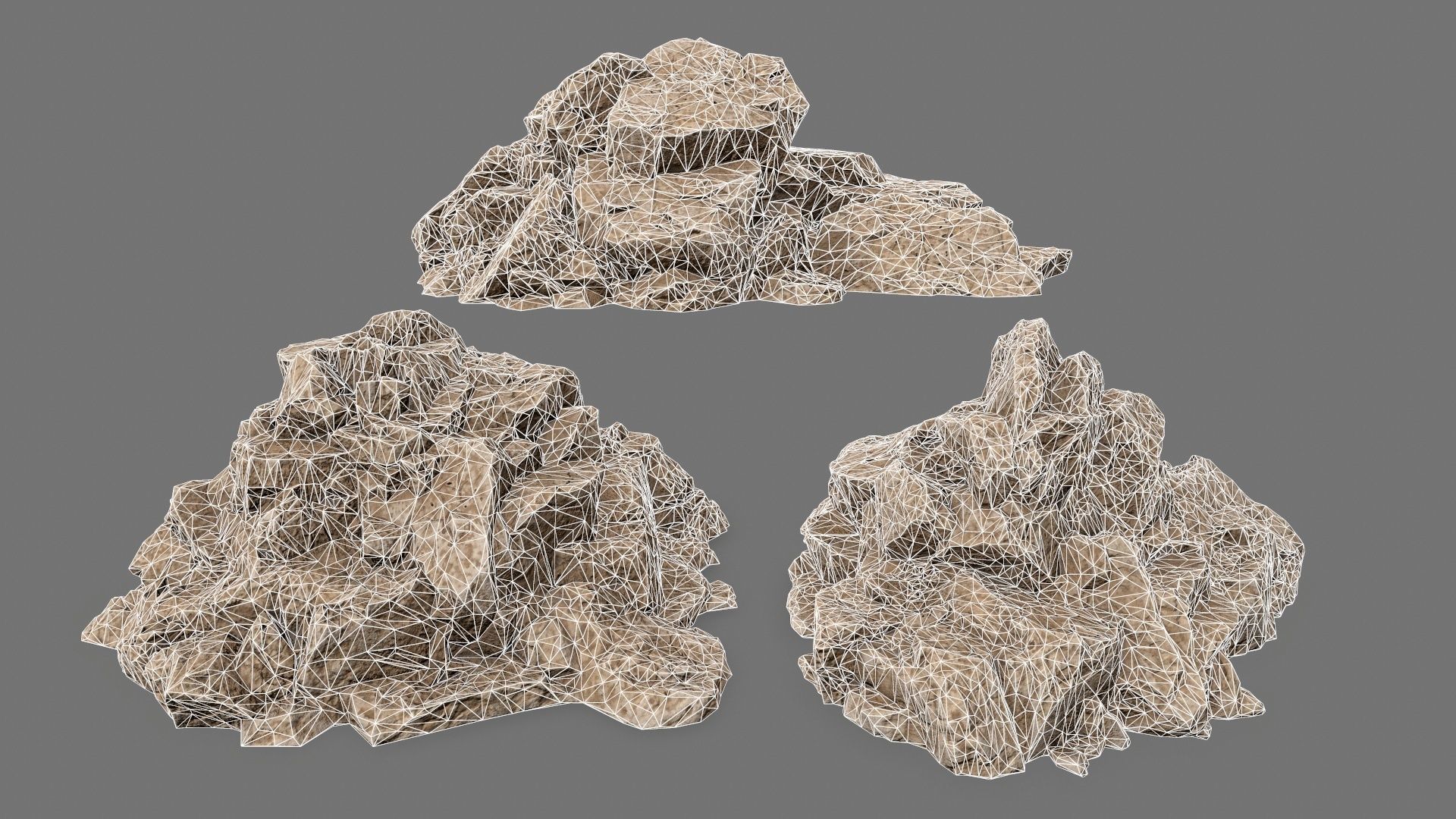 Rock Set Low-poly 3D model_2