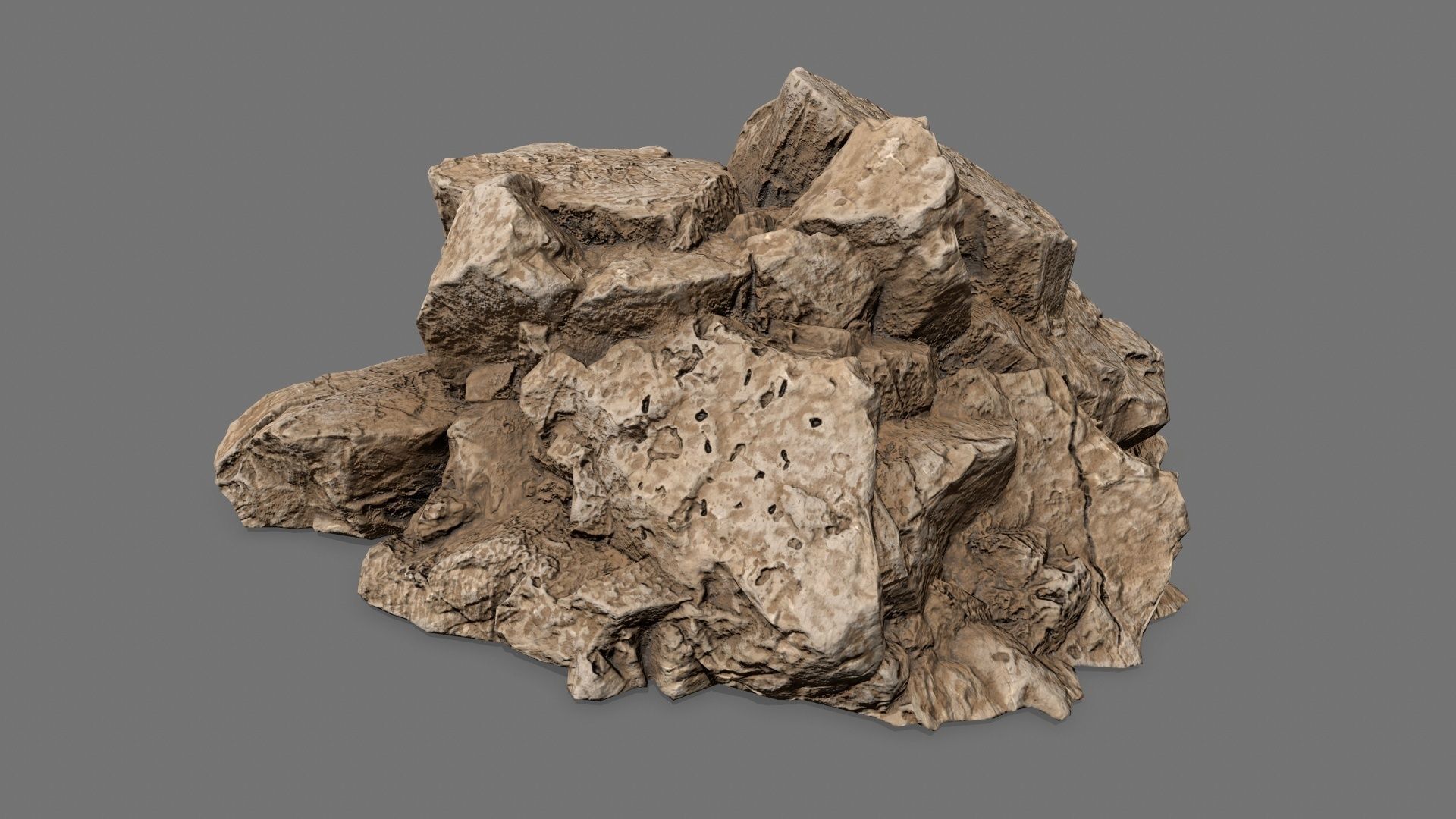 Rock Set Low-poly 3D model_9