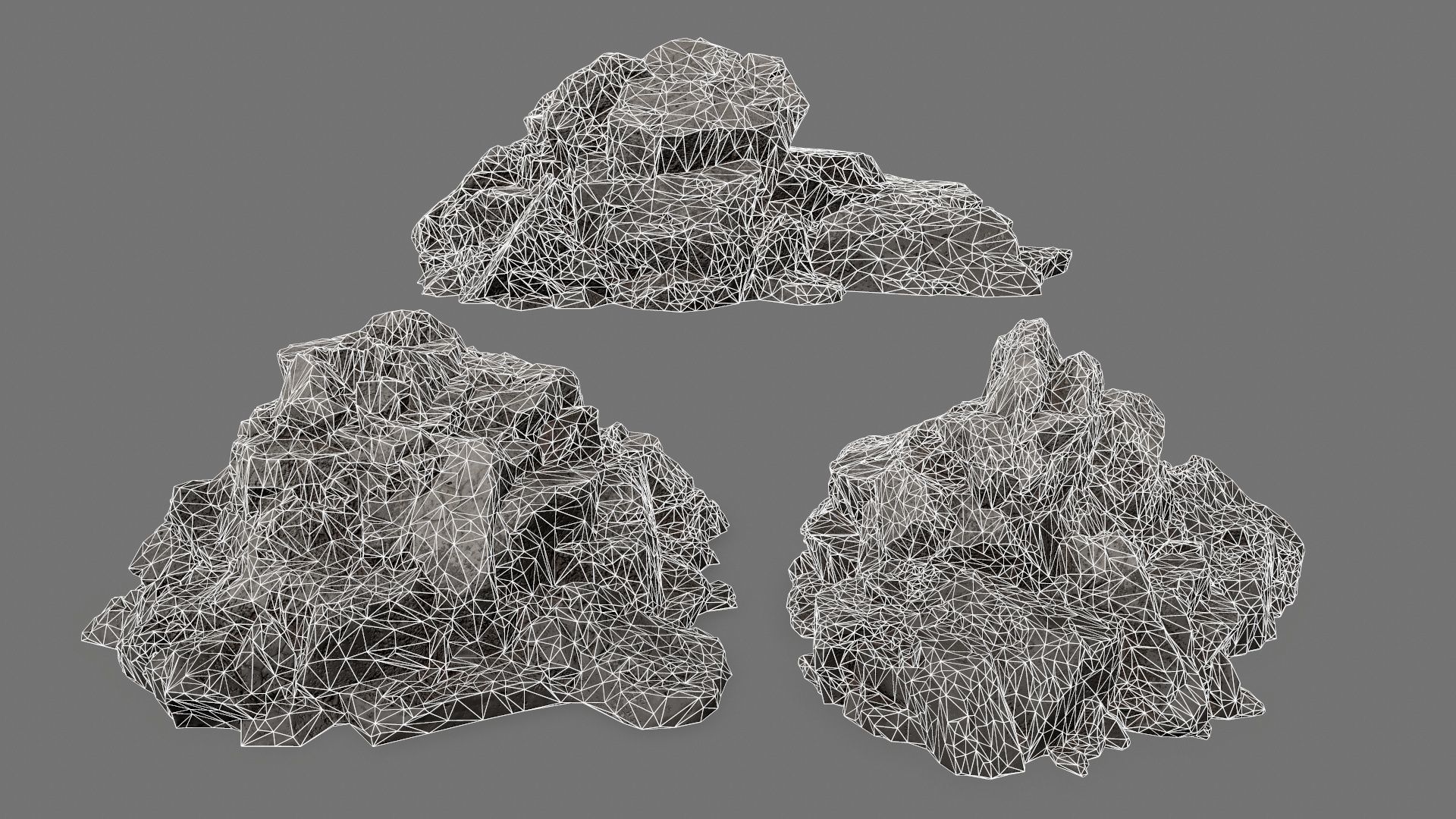 Rock Set Low-poly 3D model_2