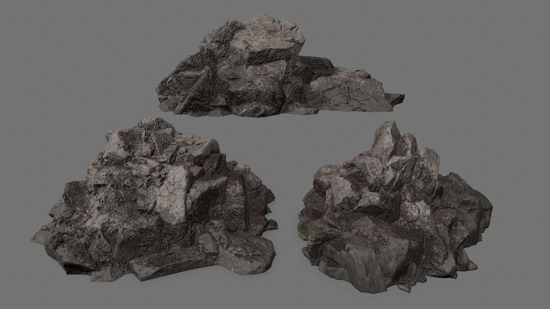 Rock Set Low-poly 3D model_1