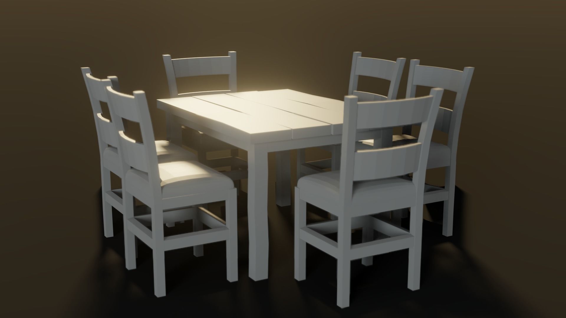Old table and chairs Low-poly 3D model_7