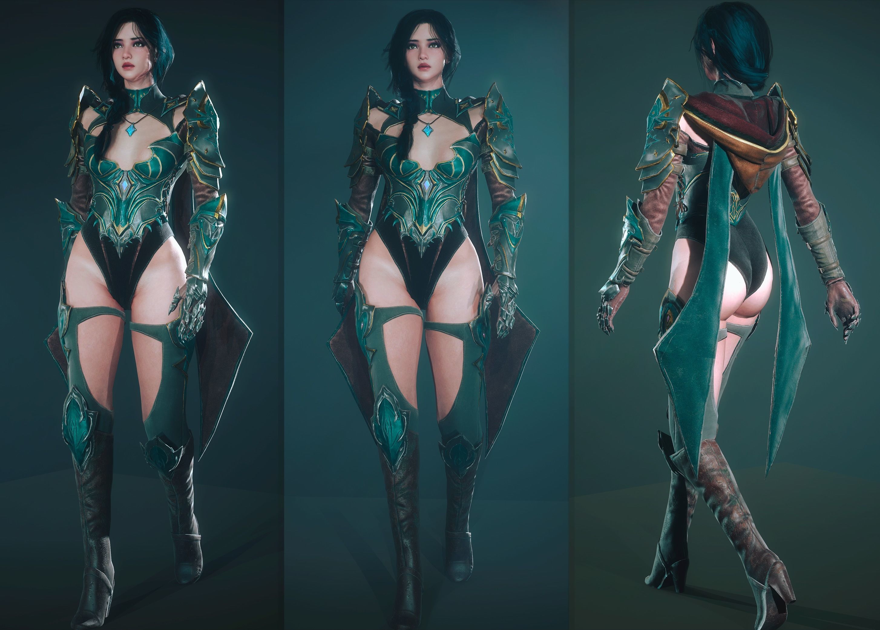 Assassin Girl Low-poly 3D model_2
