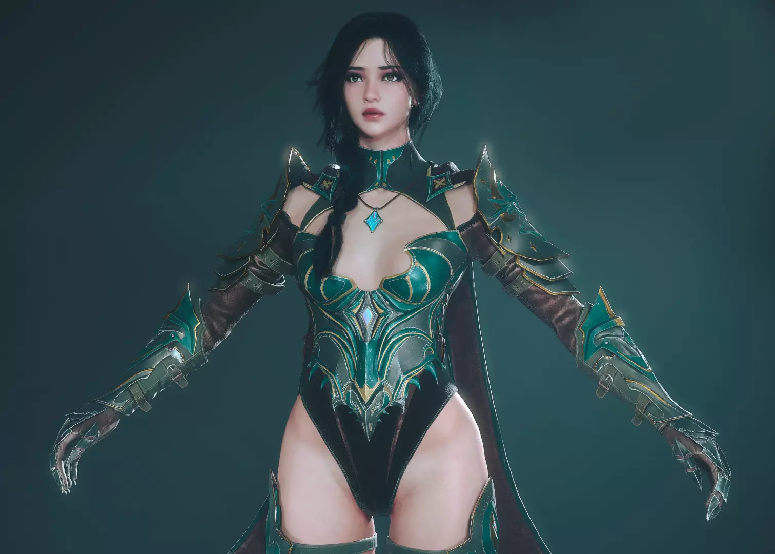 Assassin Girl Low-poly 3D model_0