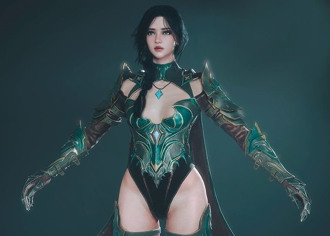 Assassin Girl Low-poly 3D model