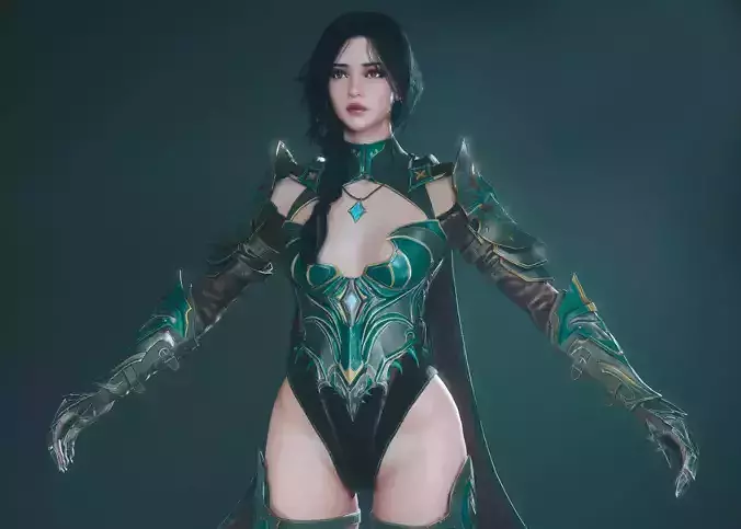 Assassin Girl Low-poly 3D model