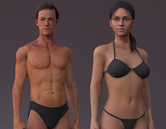 Male Female Rig Low-poly 3D model