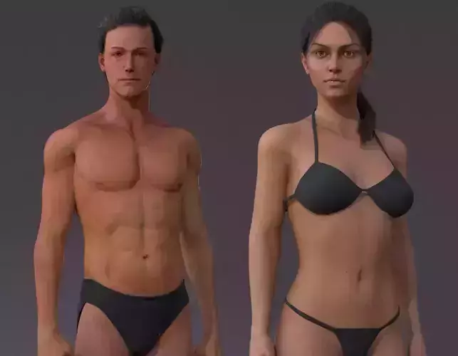 Male Female Rig Low-poly 3D model