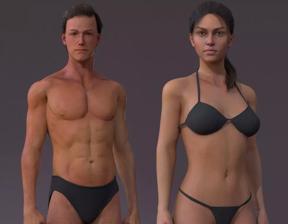 Male Female Rig Low-poly 3D model_0