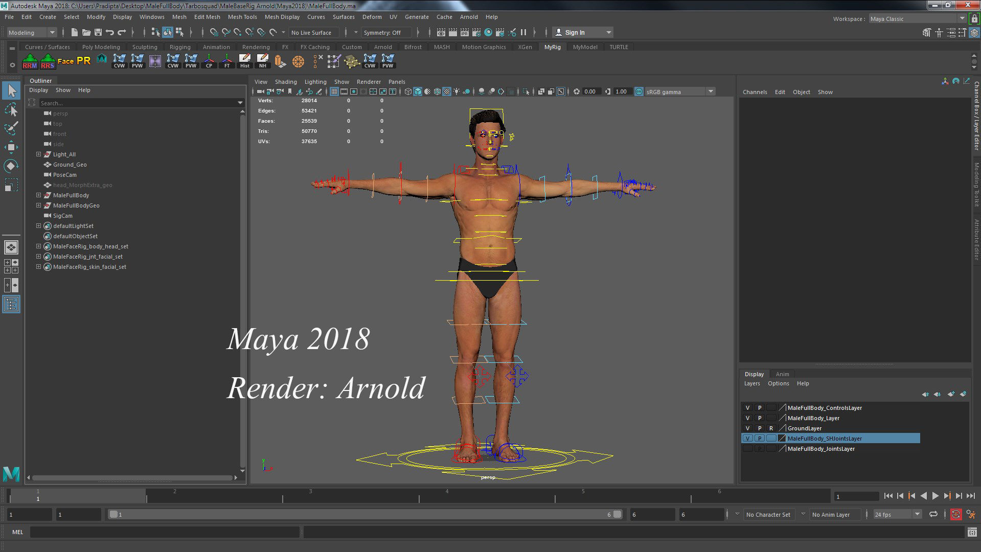 Male Female Rig Low-poly 3D model_35