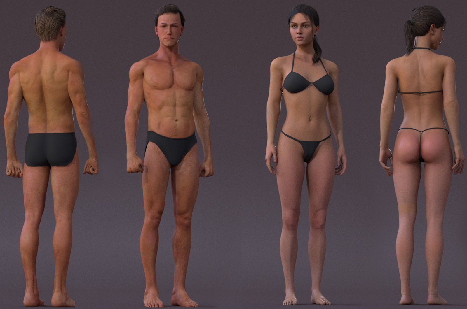 Male Female Rig Low-poly 3D model_3
