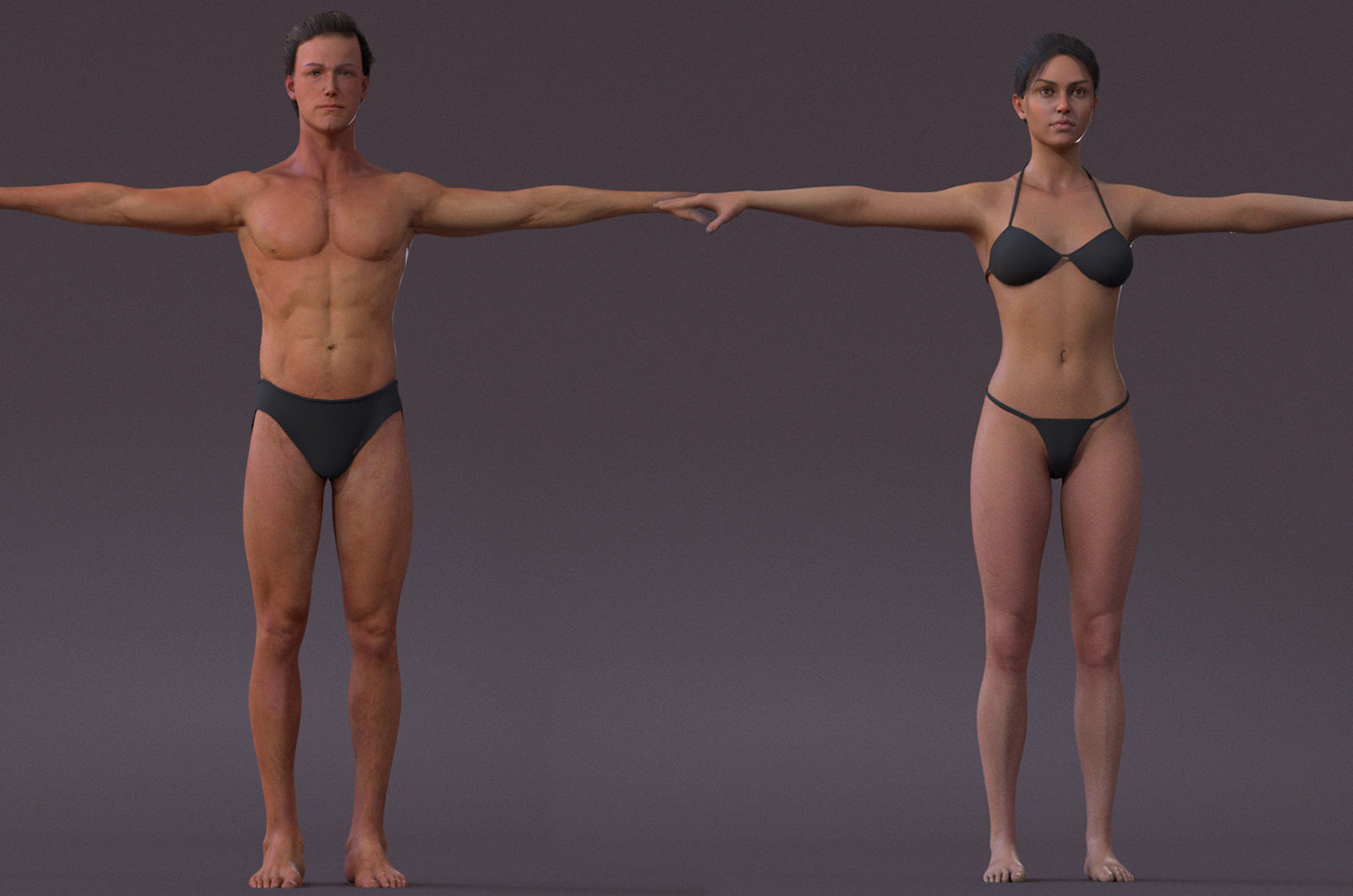 Male Female Rig Low-poly 3D model_6