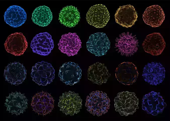 Pack of 24 Alien Virus Bacteria Macrophage Sci Fi Collection 3D model