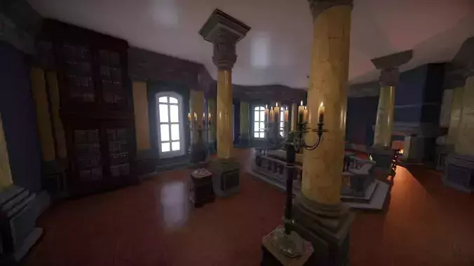 Simple interior - Cabinet library Low-poly 3D model