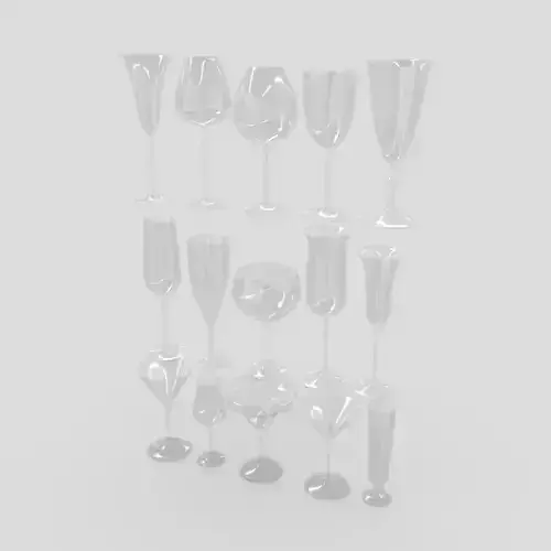 Cocktail Glass Pack Low-poly 3D model