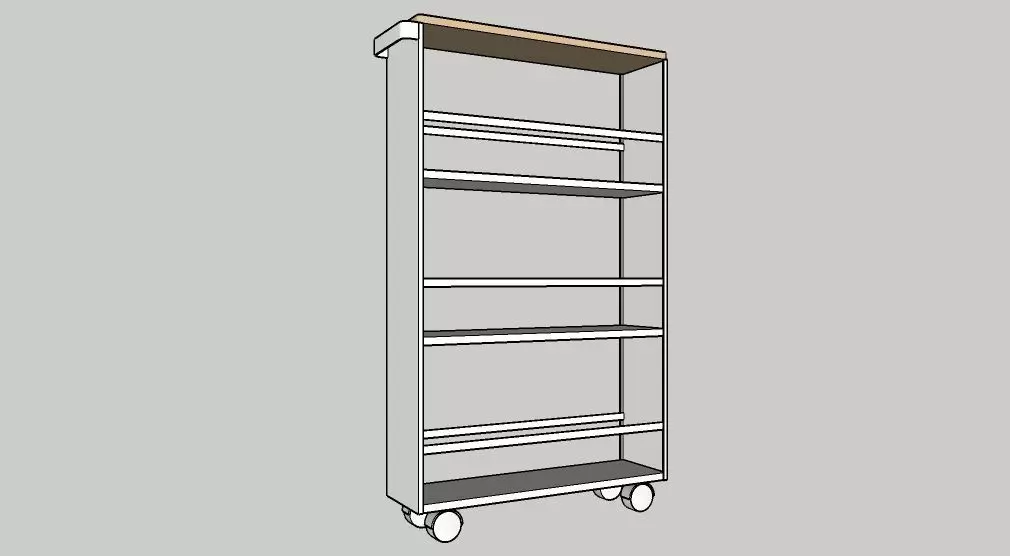 Yamazaki Rolling Storage Cart Low-poly 3D model_0