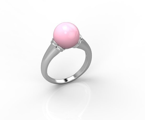 101120 R Ring with round pearl 10mm 3D print model