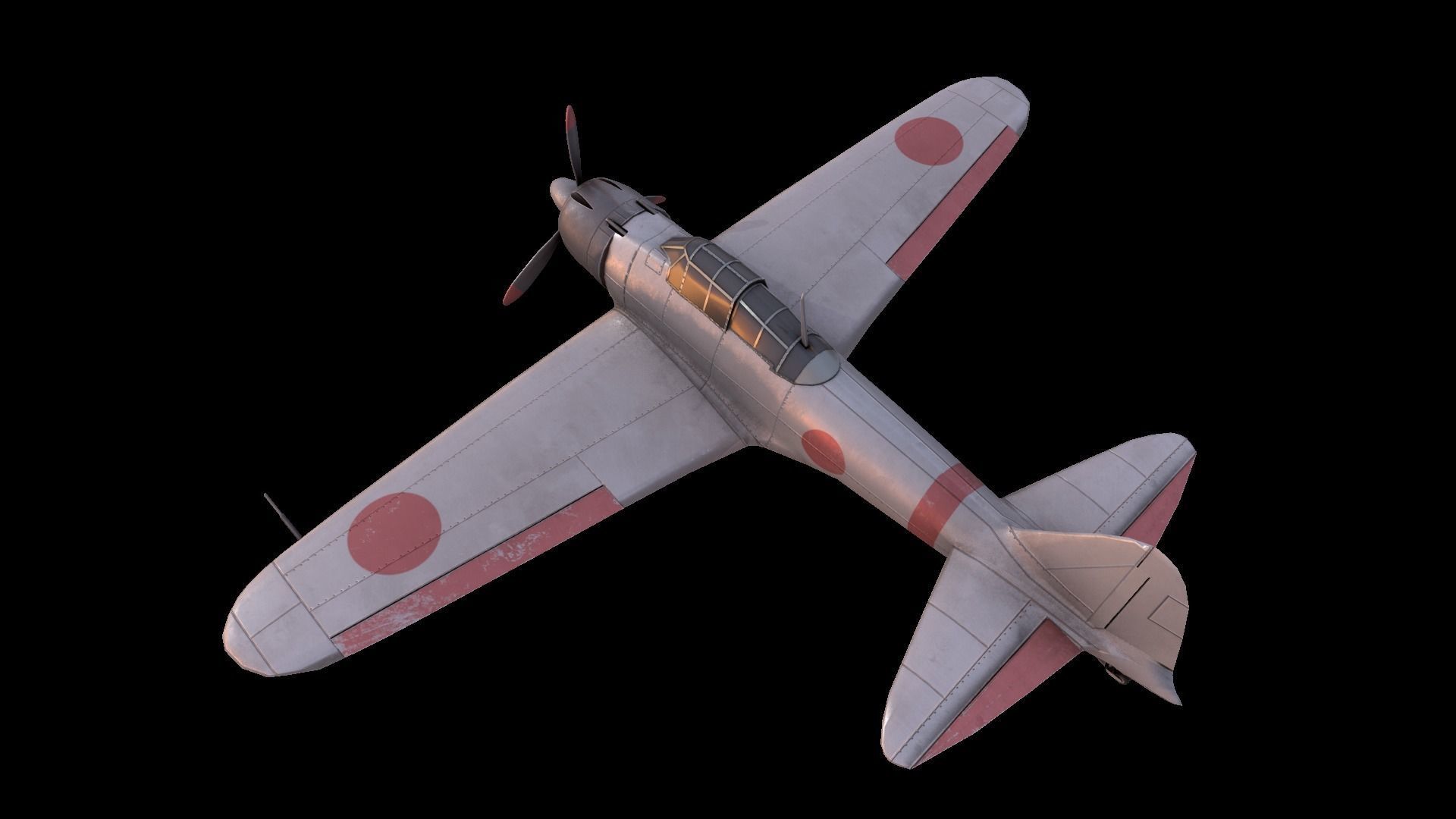 Mitsubishi A6M Zero Aircraft airplane fighter Low-poly 3D model_8