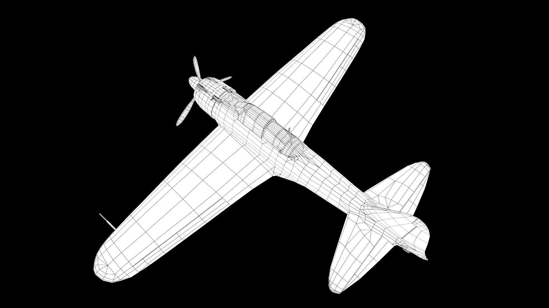 Mitsubishi A6M Zero Aircraft airplane fighter Low-poly 3D model_5