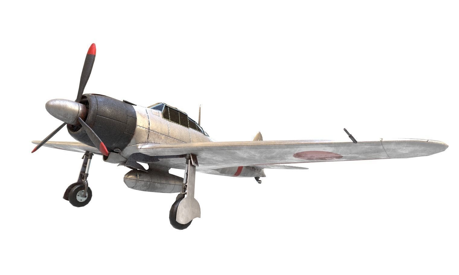 Mitsubishi A6M Zero Aircraft airplane fighter Low-poly 3D model_1
