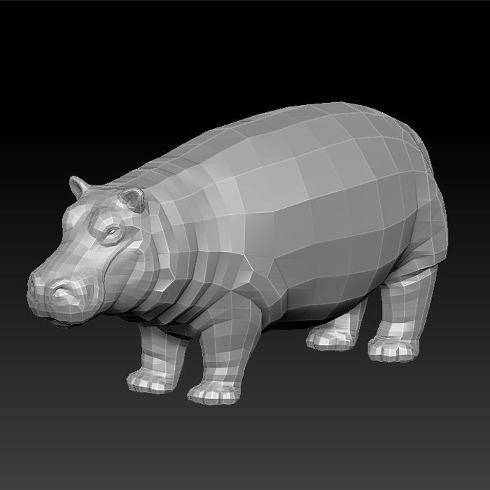 3D HIPPOPOTAMUS - LOWPOLY Low-poly 3D model_4