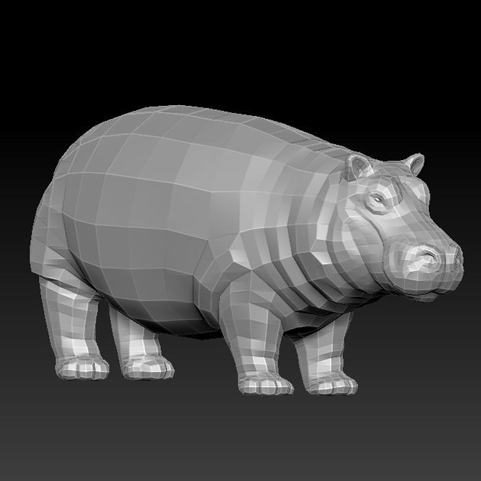 3D HIPPOPOTAMUS - LOWPOLY Low-poly 3D model_5