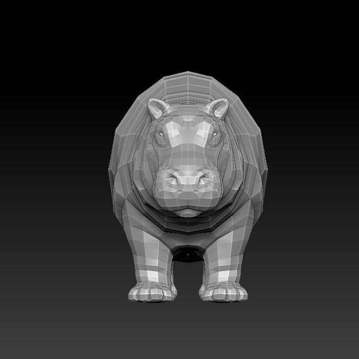 3D HIPPOPOTAMUS - LOWPOLY Low-poly 3D model_3