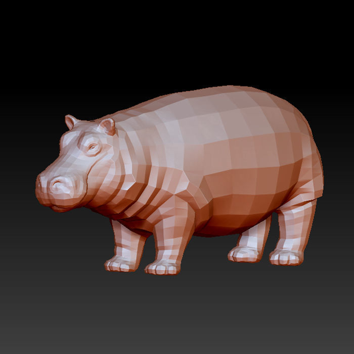 3D HIPPOPOTAMUS - LOWPOLY Low-poly 3D model_1