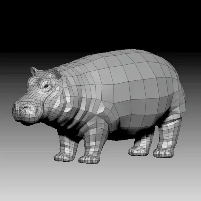 3D HIPPOPOTAMUS - LOWPOLY Low-poly 3D model_0