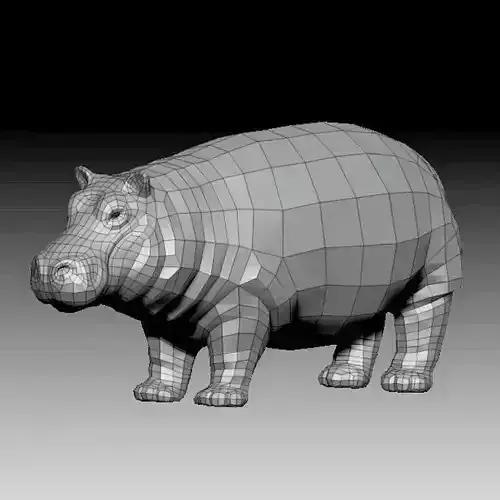 3D HIPPOPOTAMUS - LOWPOLY