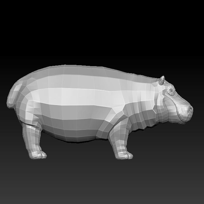 3D HIPPOPOTAMUS - LOWPOLY Low-poly 3D model_6