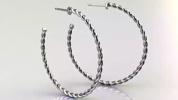 Cable Hoop Earrings 40 mm