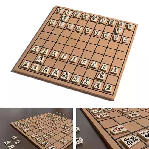 traditional Shogi board Low-poly 3D model