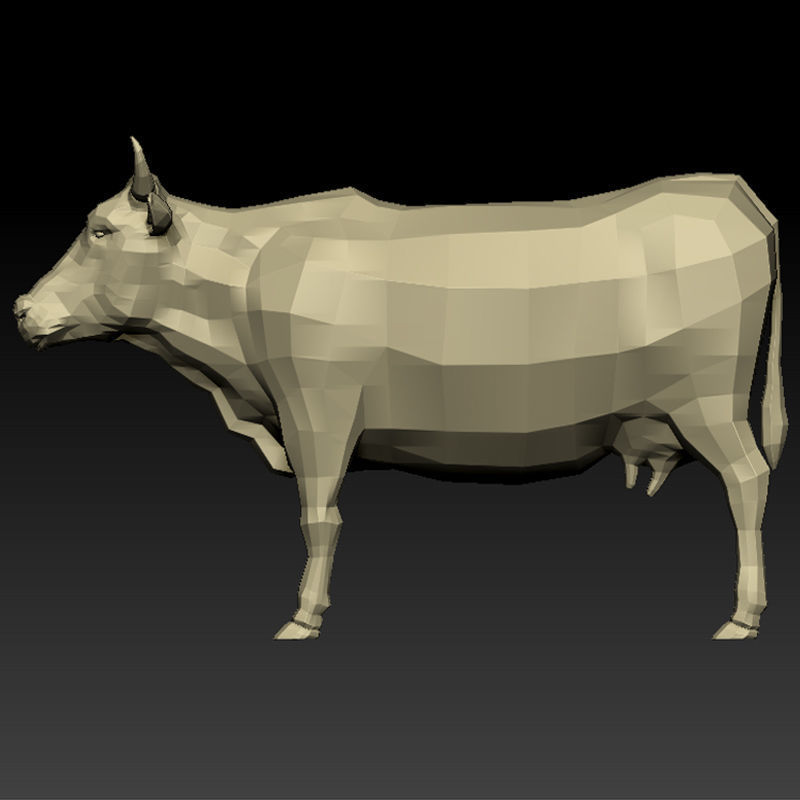 3D COW - LOWPOLY bull Low-poly 3D model_5