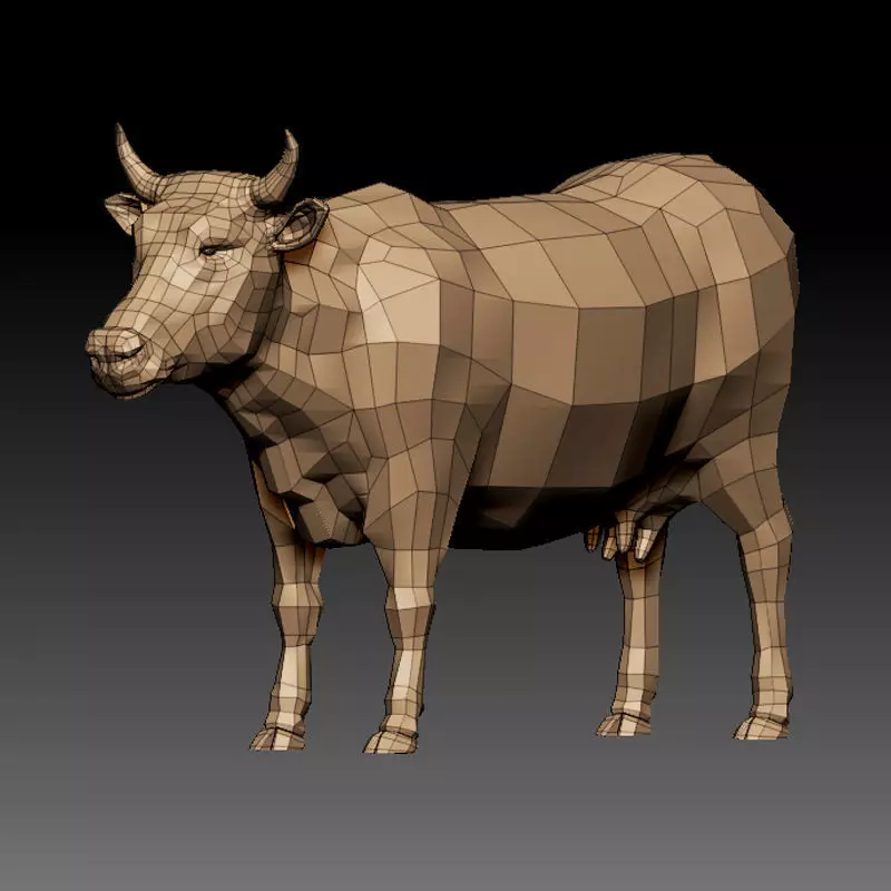 3D COW - LOWPOLY bull Low-poly 3D model_0
