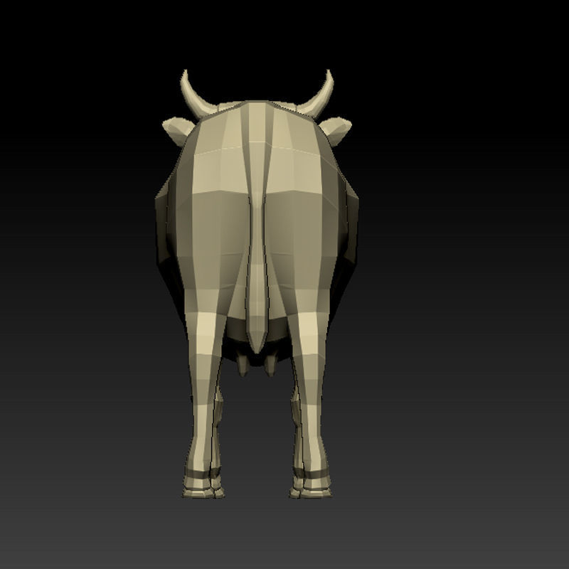 3D COW - LOWPOLY bull Low-poly 3D model_2